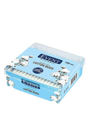 Cotton buds with a paper stick, made from 100% cotton, 100 pieces