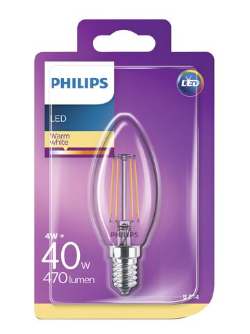 Philips 5W 40W 470lm E27 candle cristal